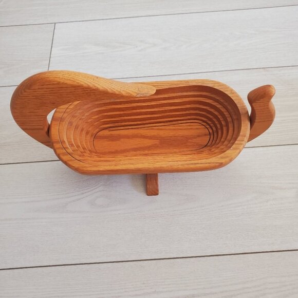 Vintage Canada Alberta Oak Folding Duck Basket Rustic Farmhouse Kitchen Decor - Picture 8 of 10